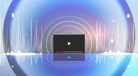 Video screen play button, Streaming preview template, 3d with likes and heart Stock Illustration