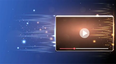 Video screen play button, Streaming preview template, 3d with likes and heart Illustrazione stock