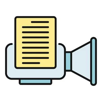 Video script pages coming out from camera lens Stock Illustration