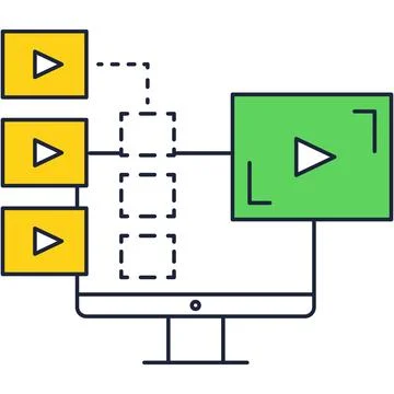 Video search and exploration vector flat icon Stock Illustration