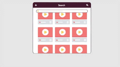 Video search interface. Animated grid with play buttons. Cartoon Stock Footage 325973158