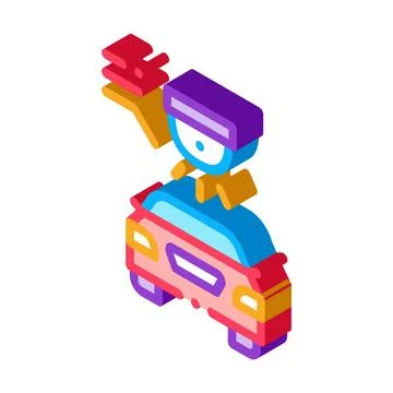 Video security car isometric icon vector illustration Stock Illustration