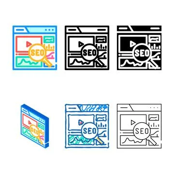 Video seo color icon vector simplified Stock Illustration