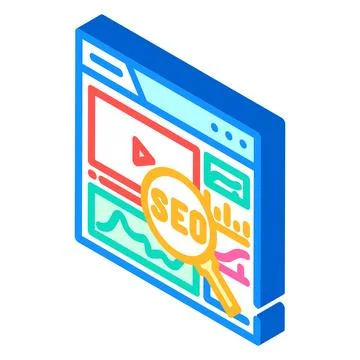 Video seo isometric icon vector illustration Stock Illustration
