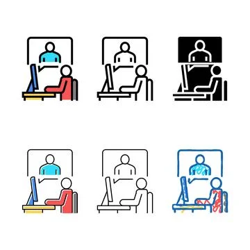 Video set call or remote interview color icon vector 스톡 일러스트