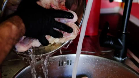 Video set cooking process Complete chicken wings marinade recipe with washing Stock Footage 346267234