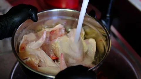 Video set cooking process Complete chicken wings marinade recipe with washing Stock Footage 346267428