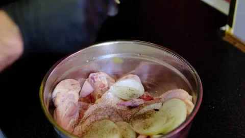 Video set cooking process Complete chicken wings marinade recipe with washing Stock Footage 346267457