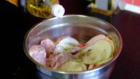 Video set cooking process Complete chicken wings marinade recipe with washing Stock Footage 346267582