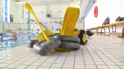 Video set. Diving training in a swimming pool. Stock Footage 309041182