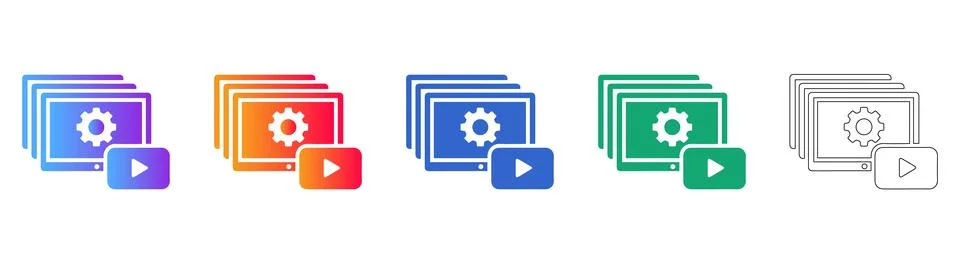 Video Settings Interface Icon Set 스톡 일러스트