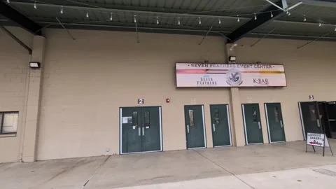 Video of Seven Feathers Event Center sign with bold feathers and eagle graphic Stock Footage 321985269