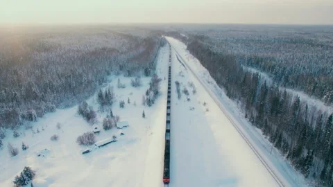 Video shooting on a drone. A freight train is traveling at high speed. Stock Footage 170322316