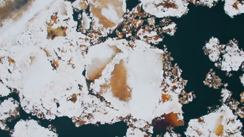 Video shooting on a drone. Ice drift on the river. Stock Footage 196375716