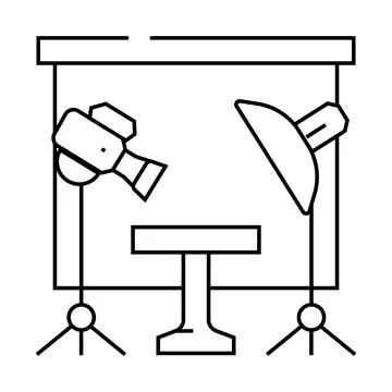 Video shooting studio line icon vector illustration Stock Illustration