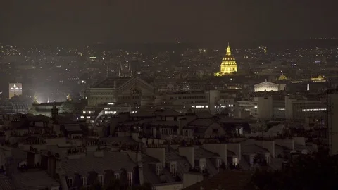 Video shot over central Paris cityscape at night Stock Footage 84683418