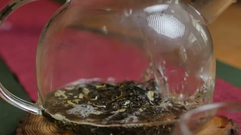 The video showcases the serene process of tea preparation and drinking. Media Stock Footage 301548813
