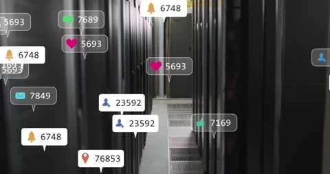 Video showcases a server room processing global social media data. Video stock 325702558