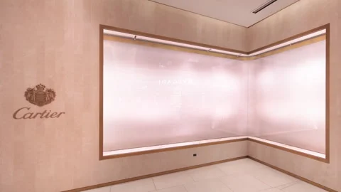 Video showcasing the Cartier store facade at Ginza Six shopping mall. Stock Footage 275560322