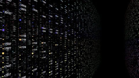 A video showcasing a computer screen filled with numbers, emphasizing data Stock Footage 276337980