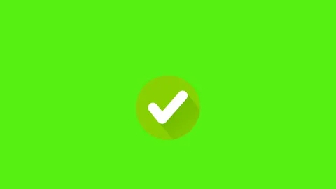 A video showcasing a green screen with a checkmark symbol in a circle Stock Footage 327545434