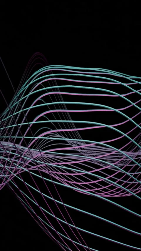 The video shows captivating CGI waves on a black backdrop, evoking tranquility Stock Footage 296759946