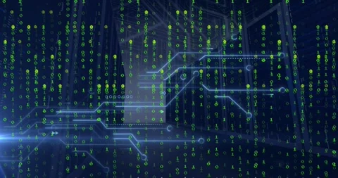 This video shows a computer processing data using binary code Stock Footage 326627006