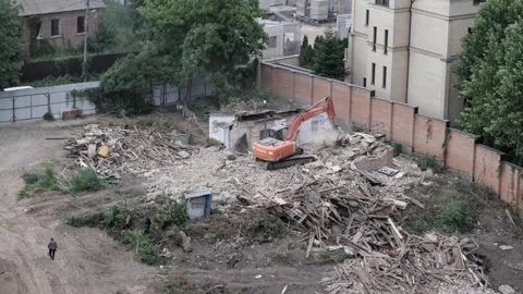 The video shows a construction site in Kiev, where a building is being Stock Footage 246872053