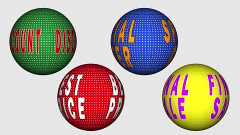 A video shows four vibrant circles with phrases like Best Price Stock Footage 290131677