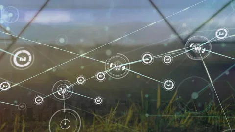 This video shows a global network of connections and computing Video stock 327847682