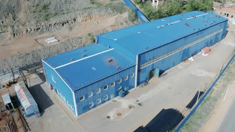 This video shows the gold mill building. Aerial. Stock Footage 220408320