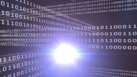 This video shows a grid of binary code that is glowing and flickering in Stock Footage 330732118