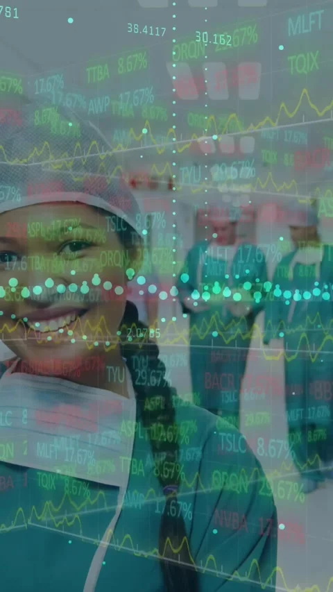 This video shows a nurse standing with her arms crossed in a hospital Stock Footage 341976572