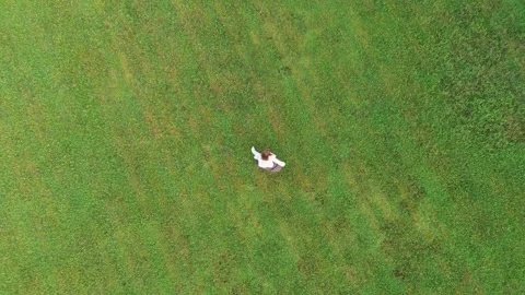 Video shows serene green fields and people enjoying natures calm Stock Footage 291273604