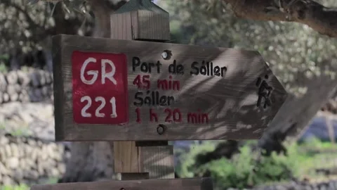 Video of a sign post of the GR221 in mallorca Stock-Footage 166393614