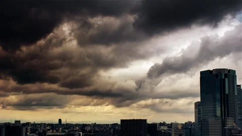 Video of sky, clouds, city and buildings, daytime Stock Footage 240164473
