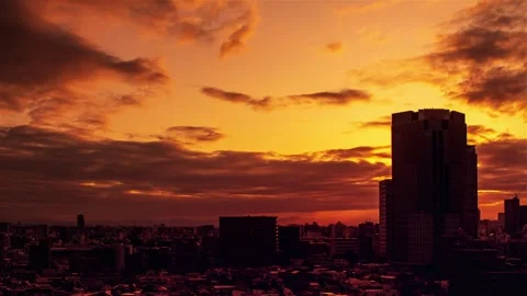 Video of sky, clouds, city and buildings, night view from sunset Stock Footage 242915065