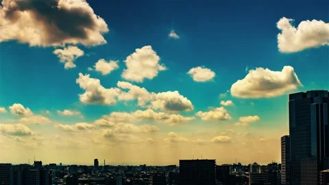 Video of sky, clouds, city and buildings, daytime Stock Footage 246949955