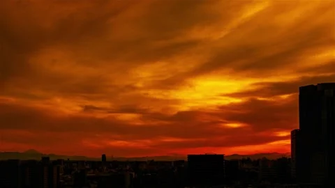 Video of sky, clouds, city and buildings, night view from sunset Stock Footage 280983443