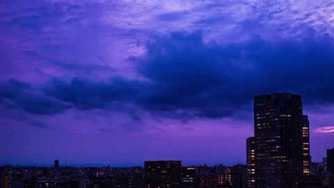 Video of sky, clouds, city and buildings, night view Stock Footage 280990906