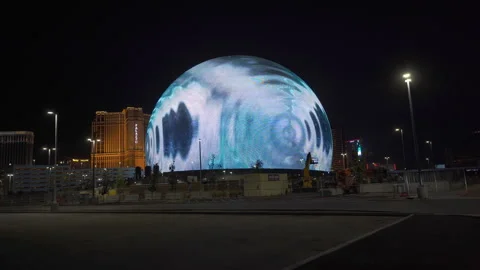 Video with slider MSG Sphere is light up in Las Vegas, Nevada. Stock Footage 249576131