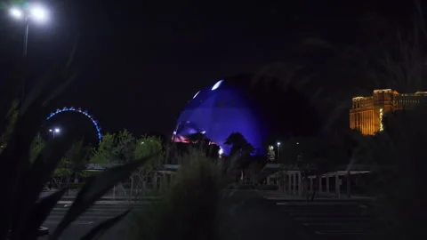 Video with slider MSG Sphere is light up in Las Vegas, Nevada. Stock Footage 249724463
