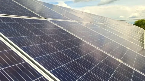 Video with solar panels. Alternative clean green energy concept. 4K Stock Footage 309396764