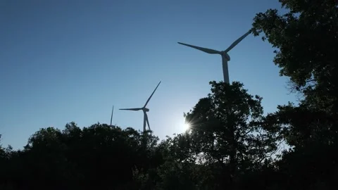 Video of some wind turbines generating clean energy at full capacity in the m Video stock 154117649