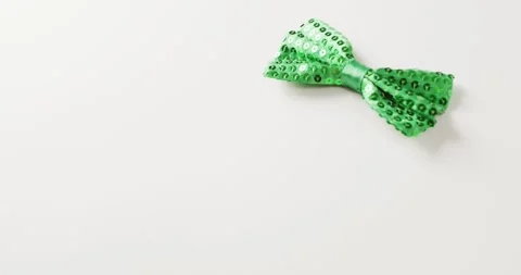 Video of st patrick's green bow tie with copy space on white background Stock-Footage 331294984