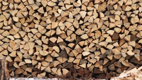 Video of Stack of firewood snow covered in winter Stock Footage 167549994