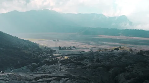 Video of the steaming active volcano crater of the Bromo on the Java Stock Footage 253659235