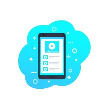 Video stream, player on smartphone vector icon イラスト素材