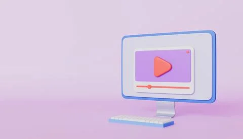 Video streaming on computer concept 3d illustration Ilustração Stock