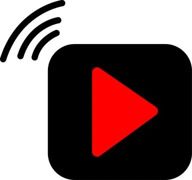 Video streaming icon, black play button shape, vector illustration Stock Illustration